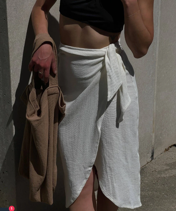 Na Nin Bobbie Waffled Cotton Wrap Skirt (M)