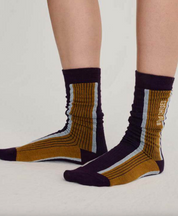 BOBOO CHOSES - Violet Cotton Blend Stripe Socks
