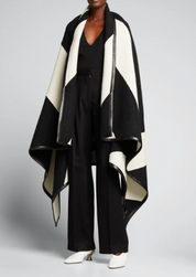 Proenza Schouler Colorblock Cashmere Blanket Cape In Off White / Black (OS)