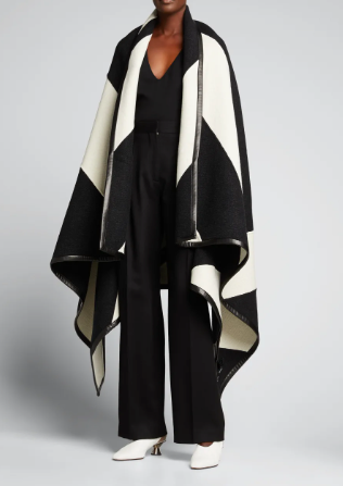 Proenza Schouler Colorblock Cashmere Blanket Cape In Off White / Black (OS)