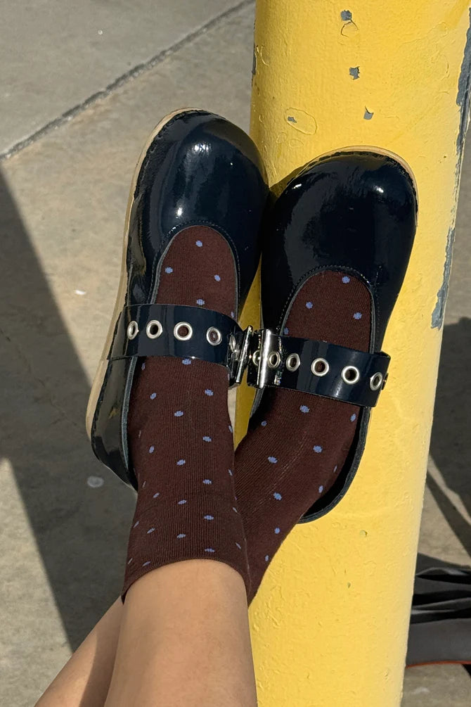 Le Bon Shoppe - Patterned Sneaker Socks | Cacao/Blue