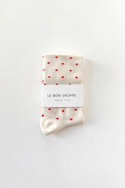 Le Bon Shoppe - Patterned Sneaker Socks | Cream/Red