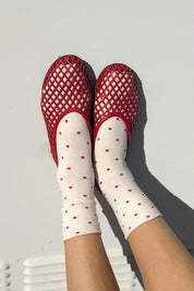 Le Bon Shoppe - Patterned Sneaker Socks | Cream/Red