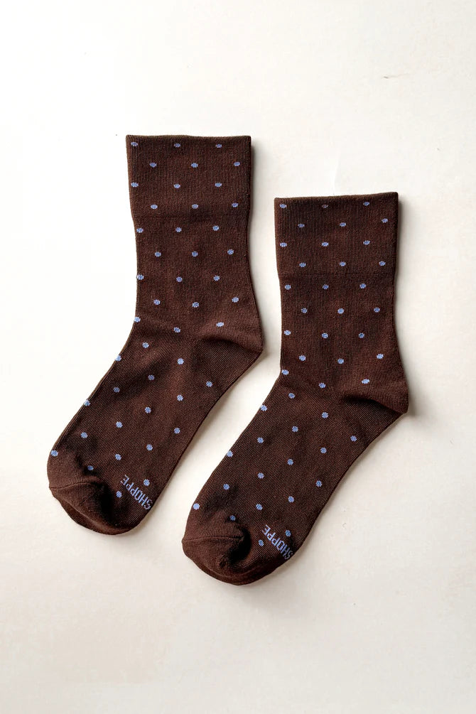 Le Bon Shoppe - Patterned Sneaker Socks | Cacao/Blue