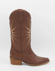 Stivali New York - Moonrise Western Cowboy Boots | Brown Cognac Leather