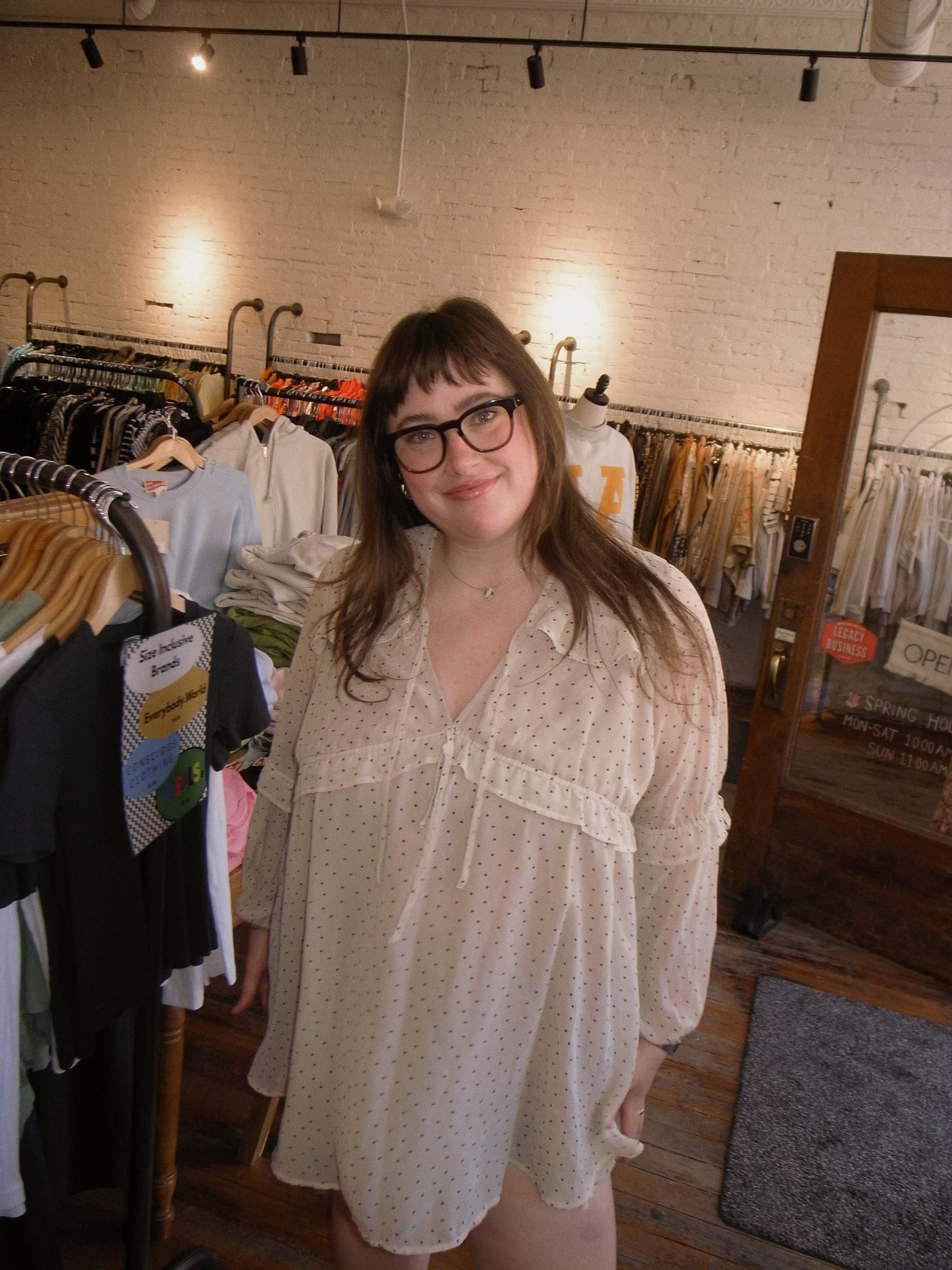 For Love & Lemons Cream Polka Dot Dress (L)