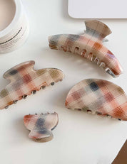 Vintage Plaid Color Block Acrylic Hair Claws | Multiple Styles