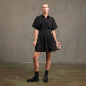 RAISONNEL - Wide Pintuck Shirt Dress | Black