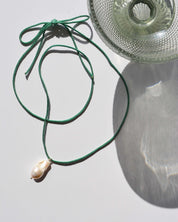 Gem & Blue -  Rope Pearl Necklace | Sage Green