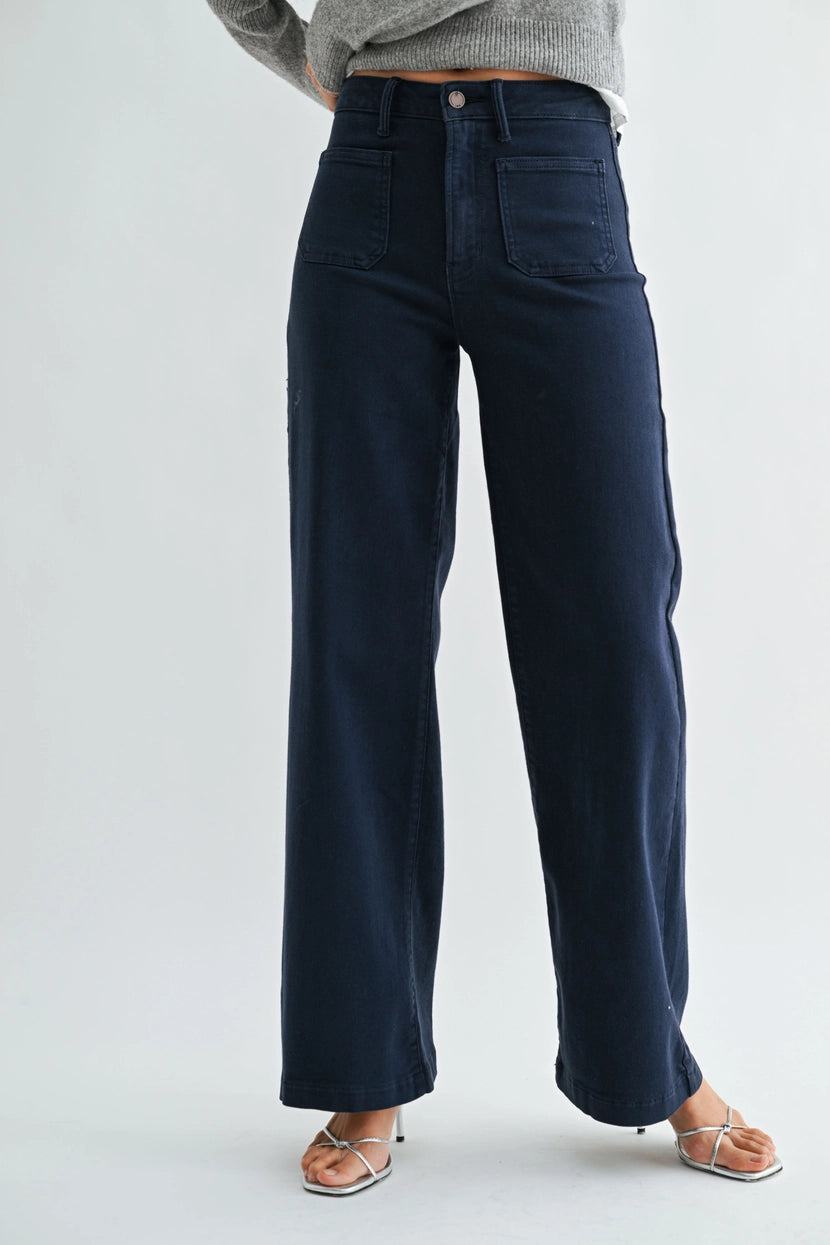 Just Black Denim - Mini Patch Pocket Wide Leg | Navy