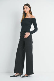 Just Black Denim - High Rise Palazzo Wide Leg | Black