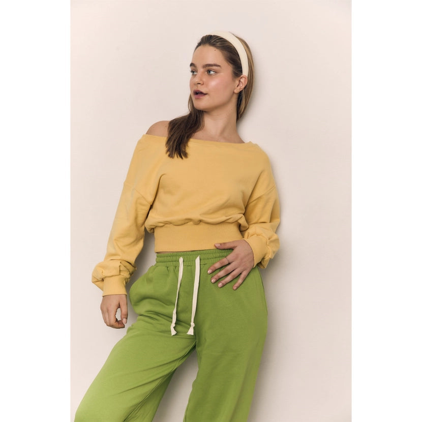 Blank Lab - Off Shoulder Lightweight Sweatshirt | Yellow