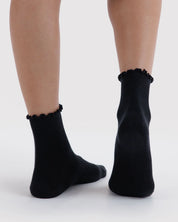 Baggu - Lettuce Edge Sock Set of 2 | Black