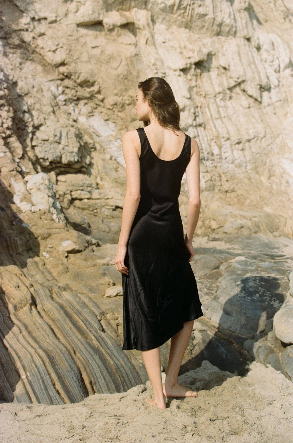 a.ren - Sienna Satin Maxi Dress | Black