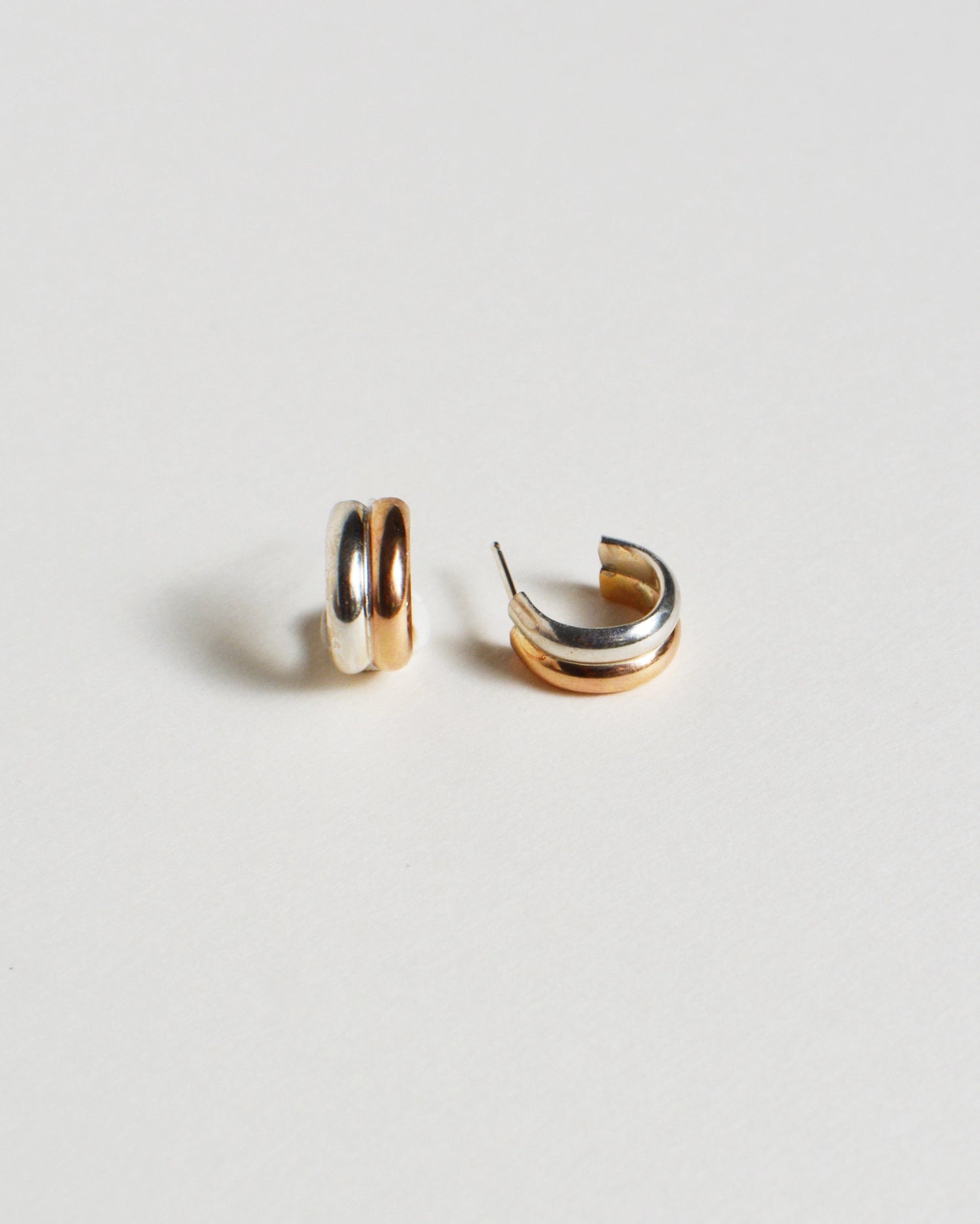 Gem & Blue -  Mixed Metal Hoops