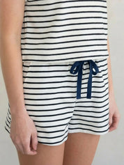 ELLE GREY - Striped Drawstring Short | Navy Stripe