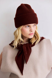 Arctic Fox & Co. - Embroidered Merino Wool Beanie | Dark Walnut Brown