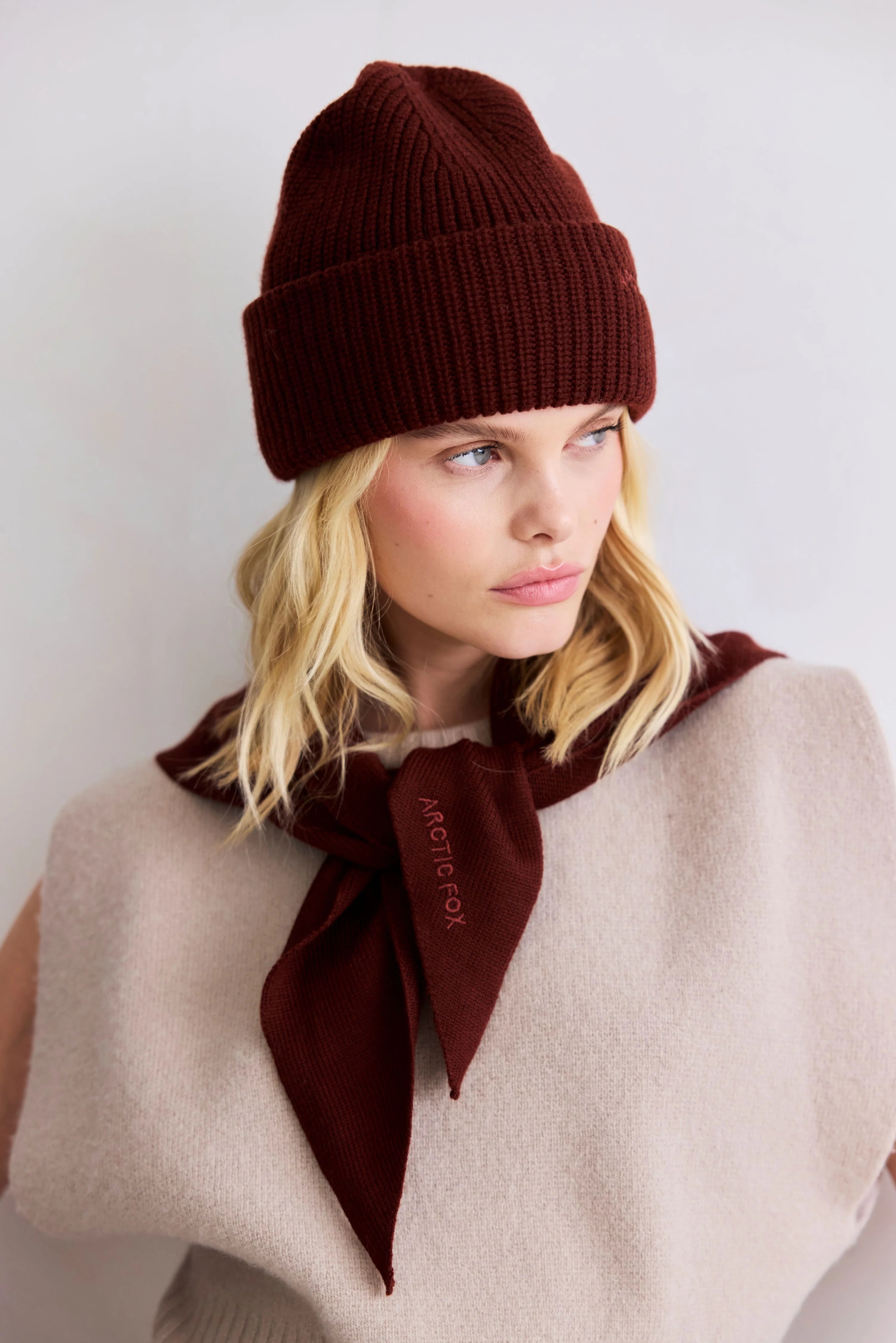 Arctic Fox & Co. - Embroidered Merino Wool Beanie | Dark Walnut Brown