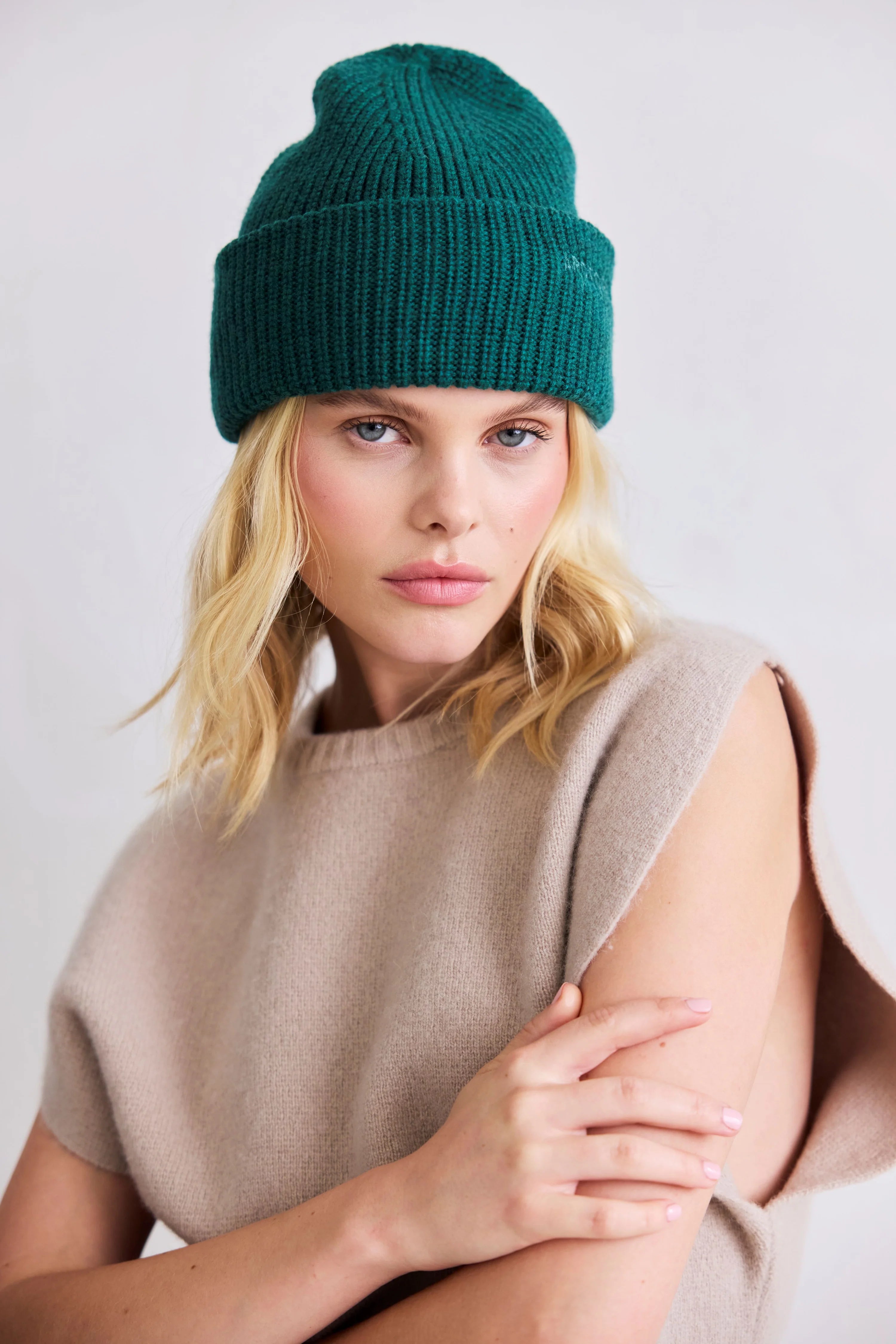 Arctic Fox & Co. - Embroidered Merino Wool Beanie | Alpine Fern