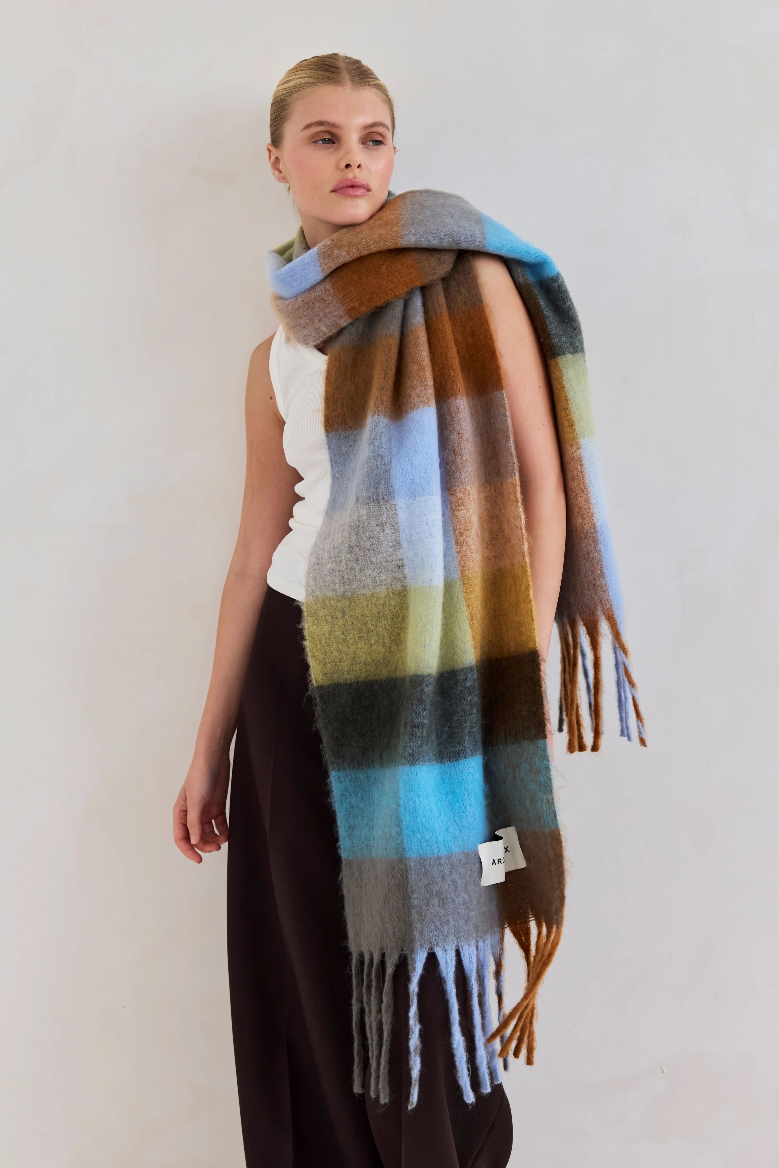 Arctic Fox & Co. - The Reykjavik Check Scarf | Wooded Lake Blue Orange Check