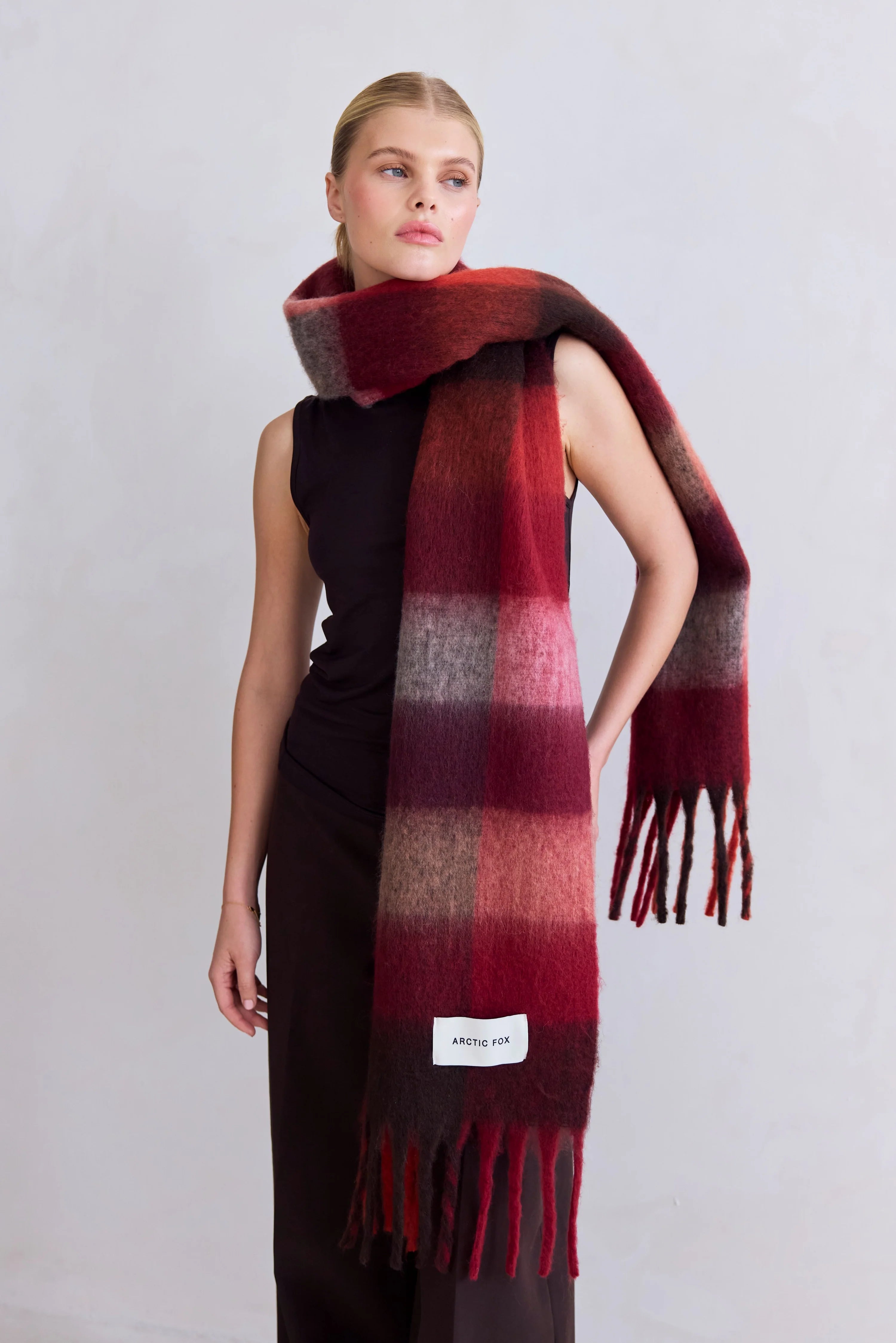 Arctic Fox & Co. - The Reykjavik Check Scarf | Winterberry Burgundy