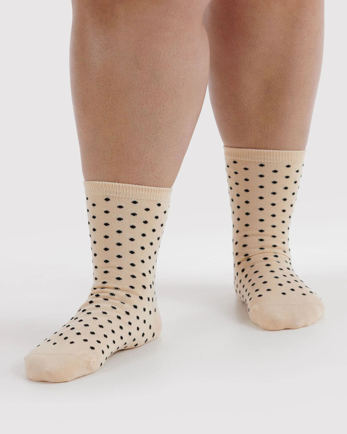 Baggu - Crew Sock | Micro Cream and Black Polka Dot