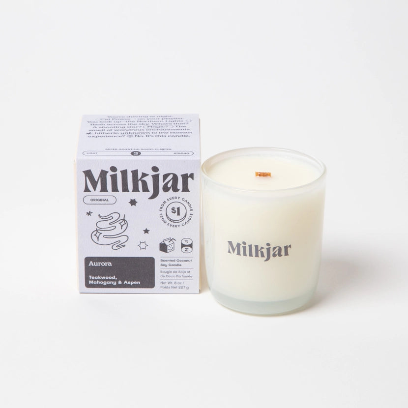 Milk Jar Candle Co. - Aurora Coconut Soy Candle | Teakwood & Aspen