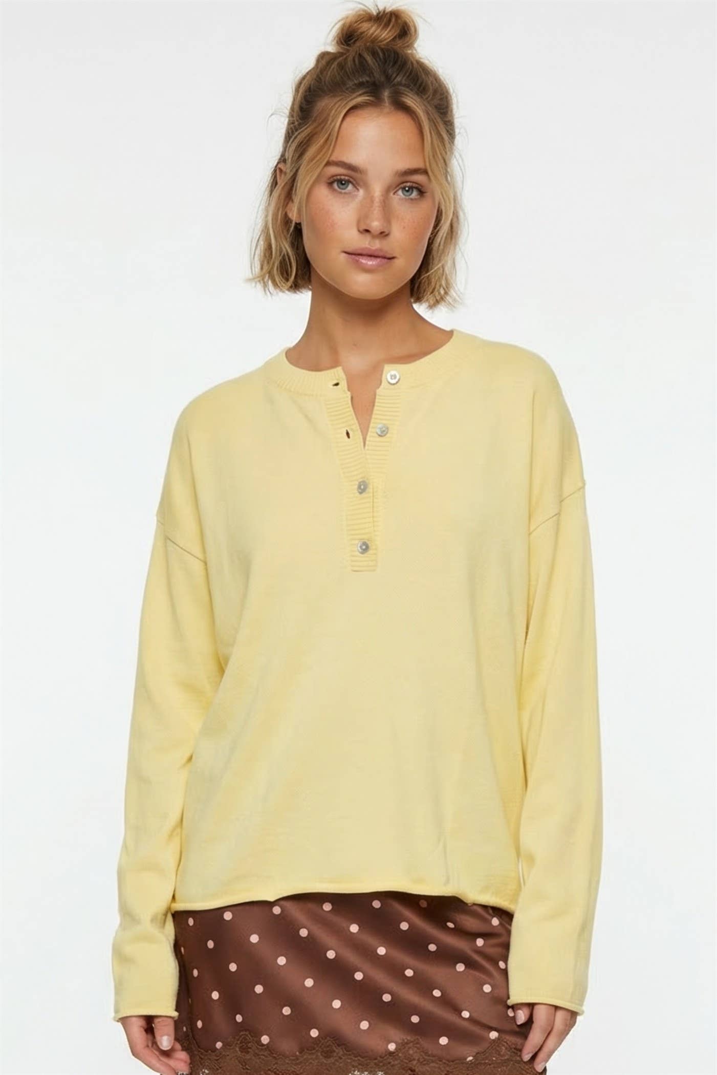 Twentifourth - Henley Cotton Sweater | Butter Yellow