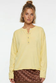 Twentifourth - Henley Cotton Sweater | Butter Yellow