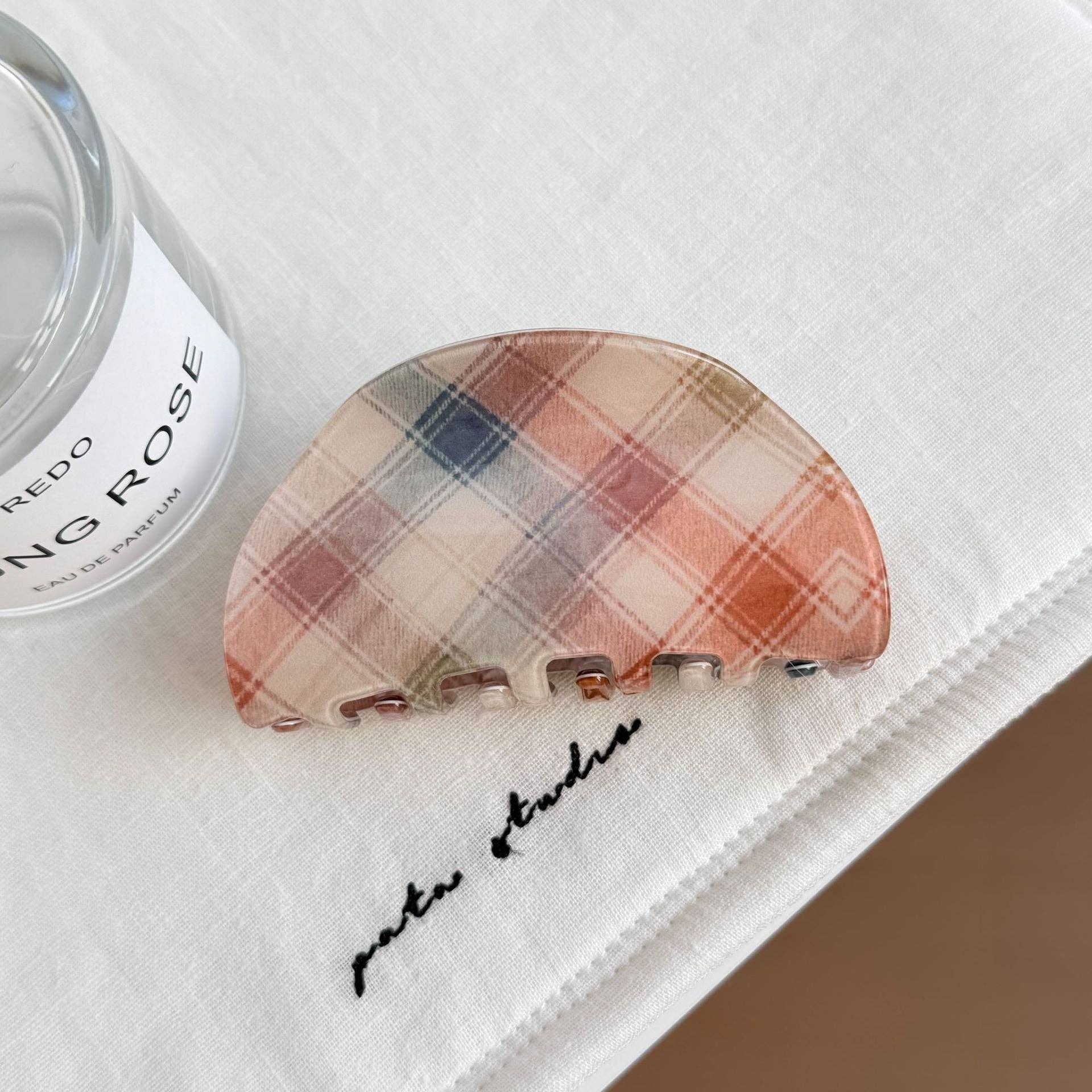 Vintage Plaid Color Block Acrylic Hair Claws | Multiple Styles