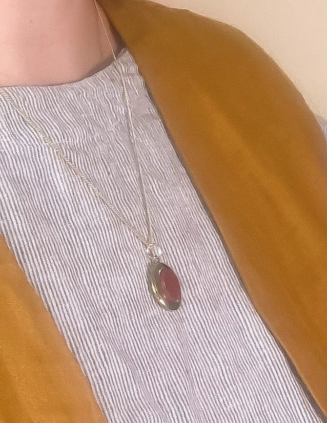 Michelle Starbuck - Oval Locket Necklace | Red Jasper