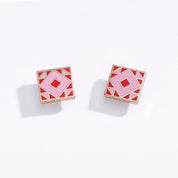 Larissa Loden - Barn Quilt Studs | Red/Pink