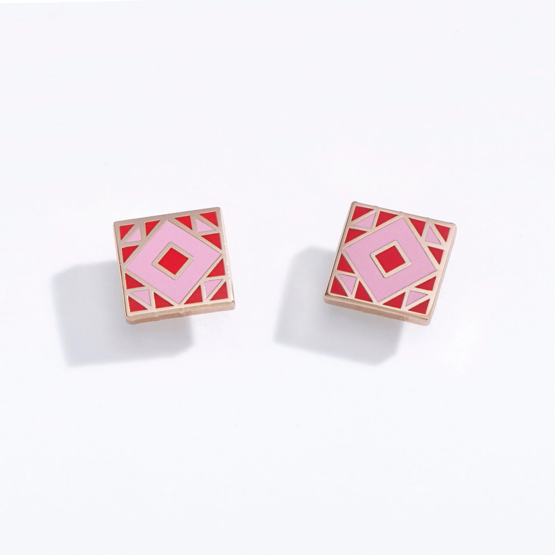 Larissa Loden - Barn Quilt Studs | Red/Pink