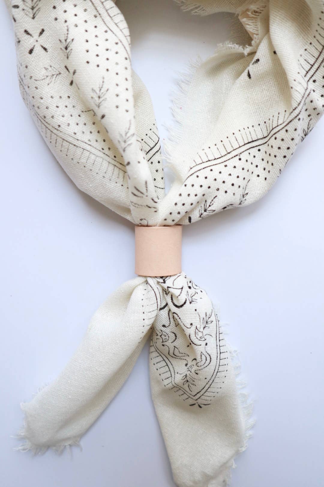 Eco Raw Studio - Classic Print Naturally Dyed Bandana | Cream with Black Ink