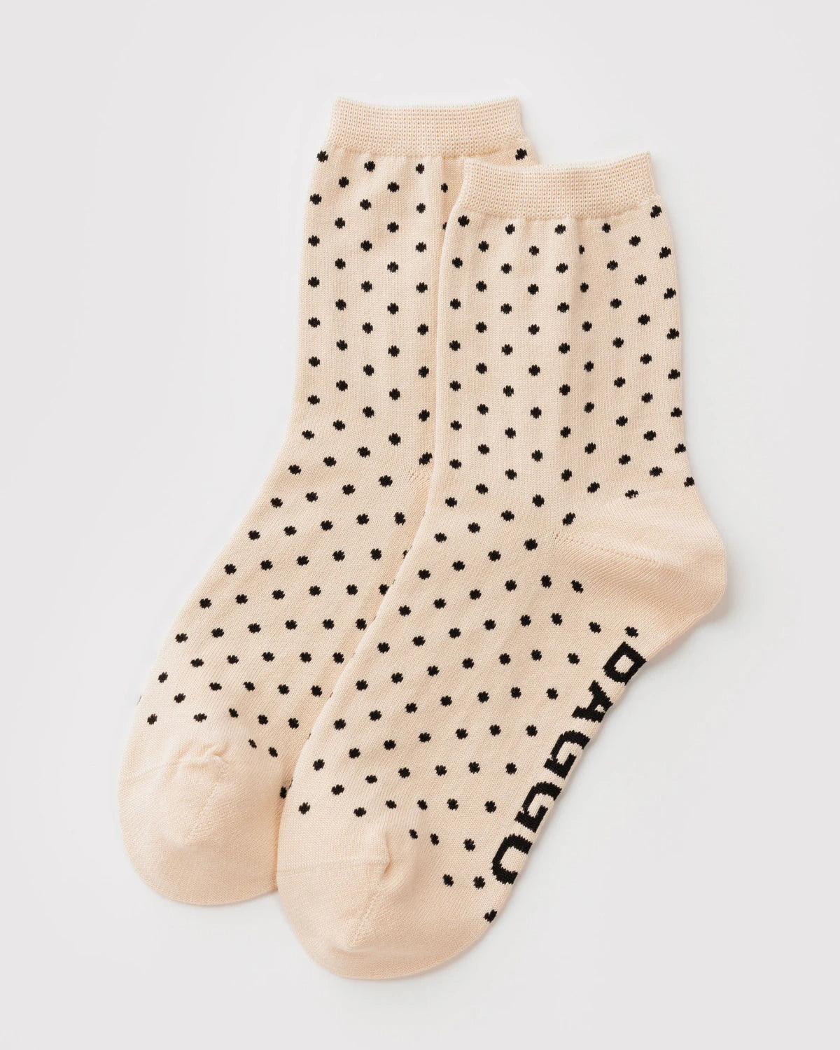 Baggu - Crew Sock | Micro Cream and Black Polka Dot
