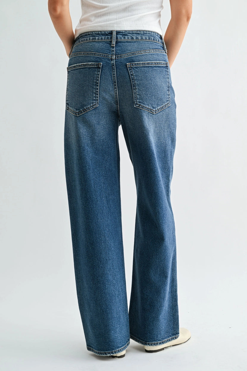 Just Black Denim - High Rise Full Length Straight Jean | Dark Denim