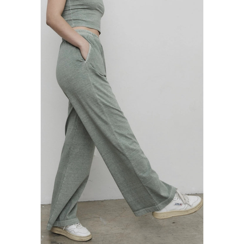 Blank Lab - Washed Cotton Straight Pants | Sage Green
