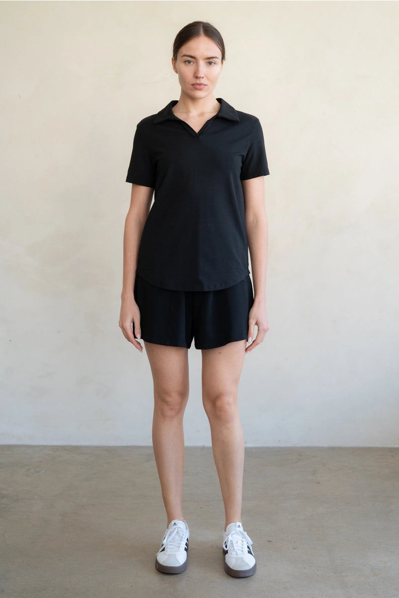 ELLE GREY - French Terry Cotton Drawstring Shorts | White