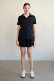 ELLE GREY - French Terry Cotton Drawstring Shorts | White