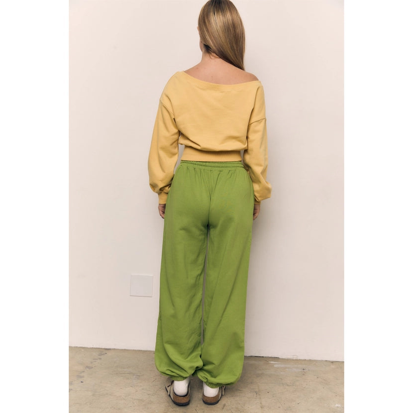 Blank Lab - Off Shoulder Lightweight Sweatshirt | Yellow