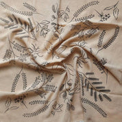 Eco Raw Studio - Botanical Print Naturally Raw Silk Bandana | Oatmeal with Black Ink