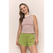 The Blank Lab - Throwback Striped Cotton Tank | White & Orange
