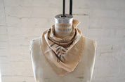 Eco Raw Studio - Botanical Print Naturally Raw Silk Bandana | Oatmeal with Black Ink