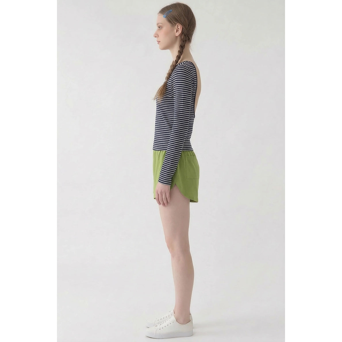 The Blank Lab - Lowback Striped Long Sleeve Top | Navy