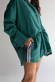 LOCOLINEN - Linen Short | Bottle Green