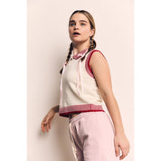 Blank Lab - Collar Contrast Vest | Ivory & Red