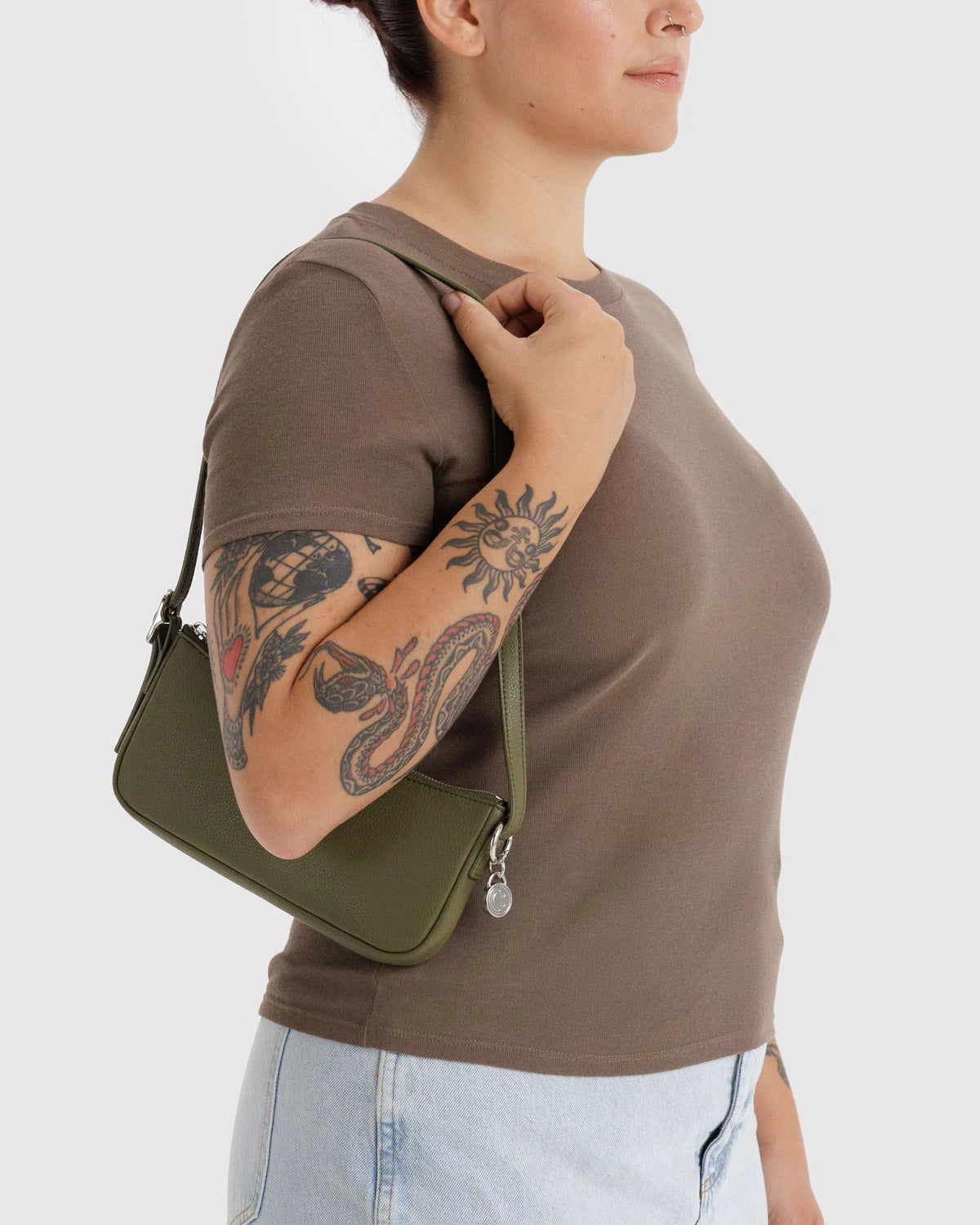 Baggu - Recycled Leather Pochette | Loden