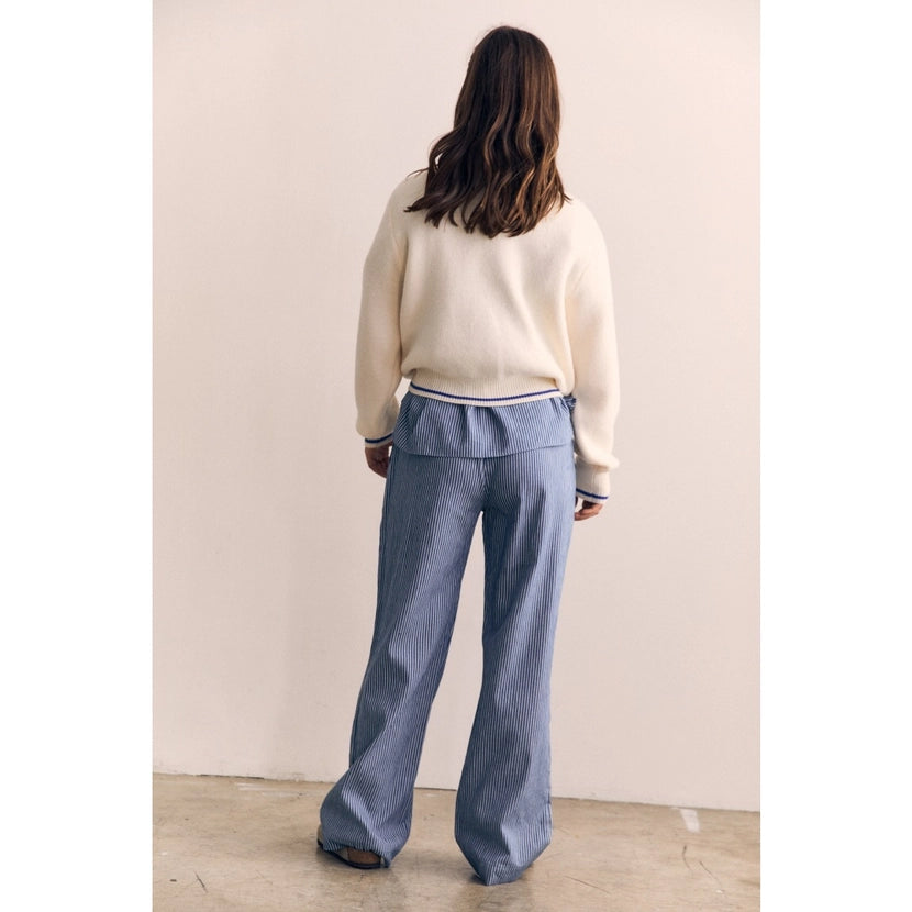 Blank Lab - Contrast Color Sweather Top | Off-White/Blue