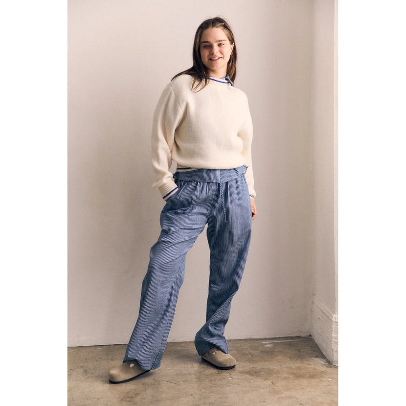 Blank Lab - Contrast Color Sweather Top | Off-White/Blue