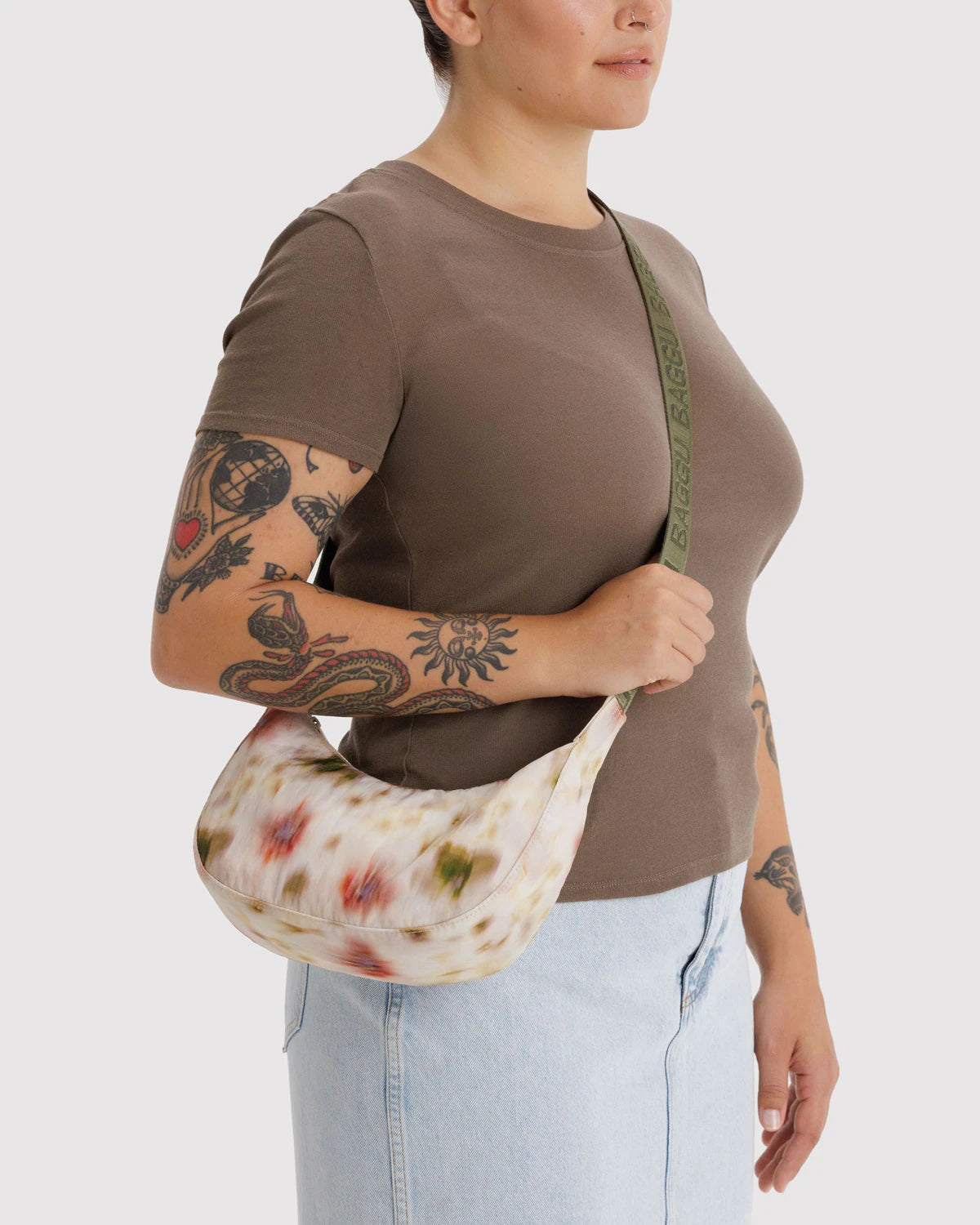 Baggu - Small Nylon Crescent Bag | Abstract Floral